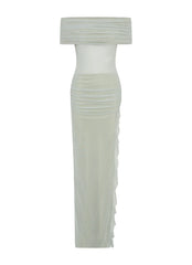 Nelly Off Shoulder Maxi Dress - Pistachio
