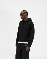 Textured Borg Hoodie - Jet Black