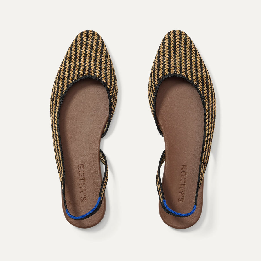 The Almond Slingback - Butterscotch Stripe