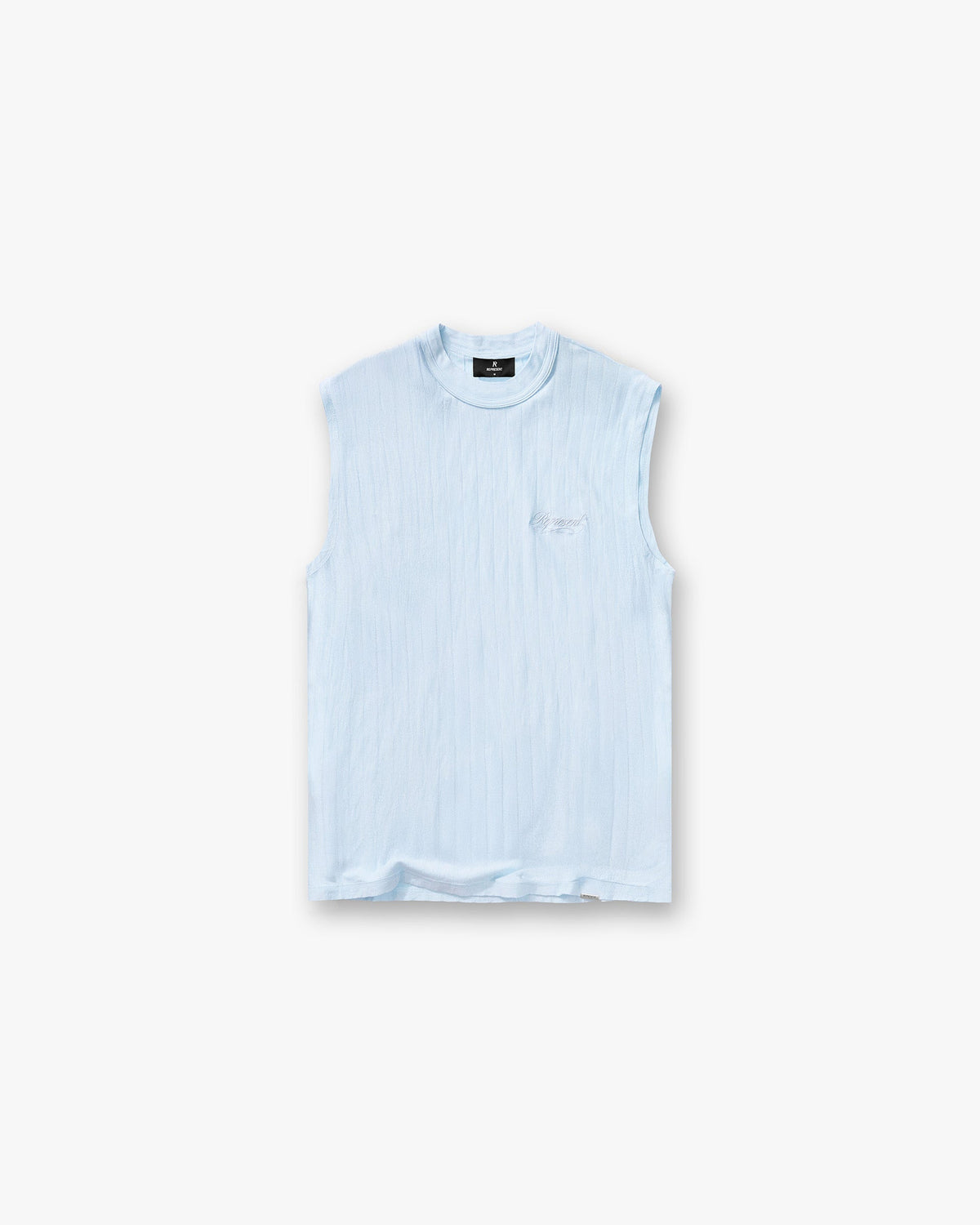 Slub Script Tank - Ice Blue