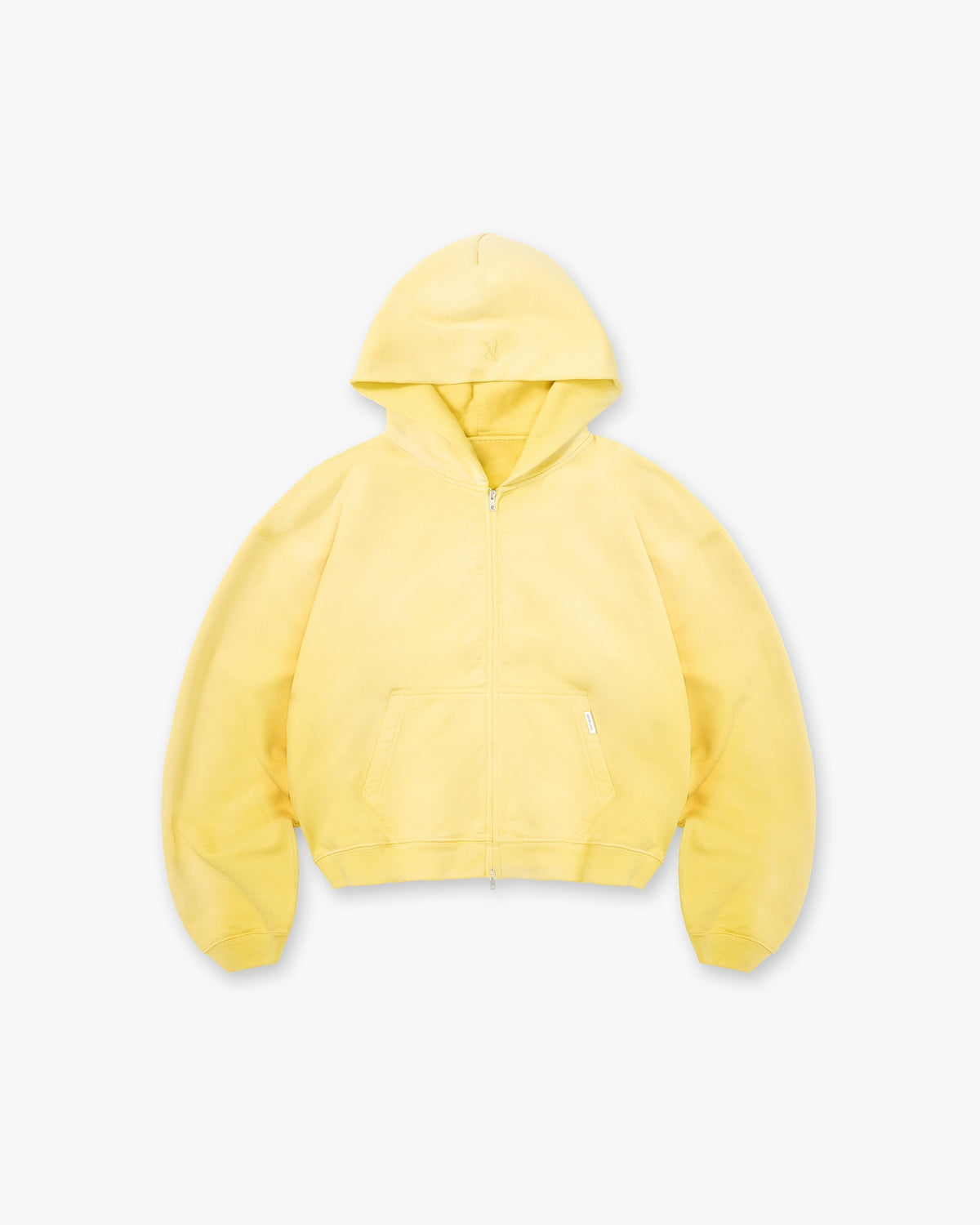 Initial Boxy Zip Through Hoodie - Canary Yellow