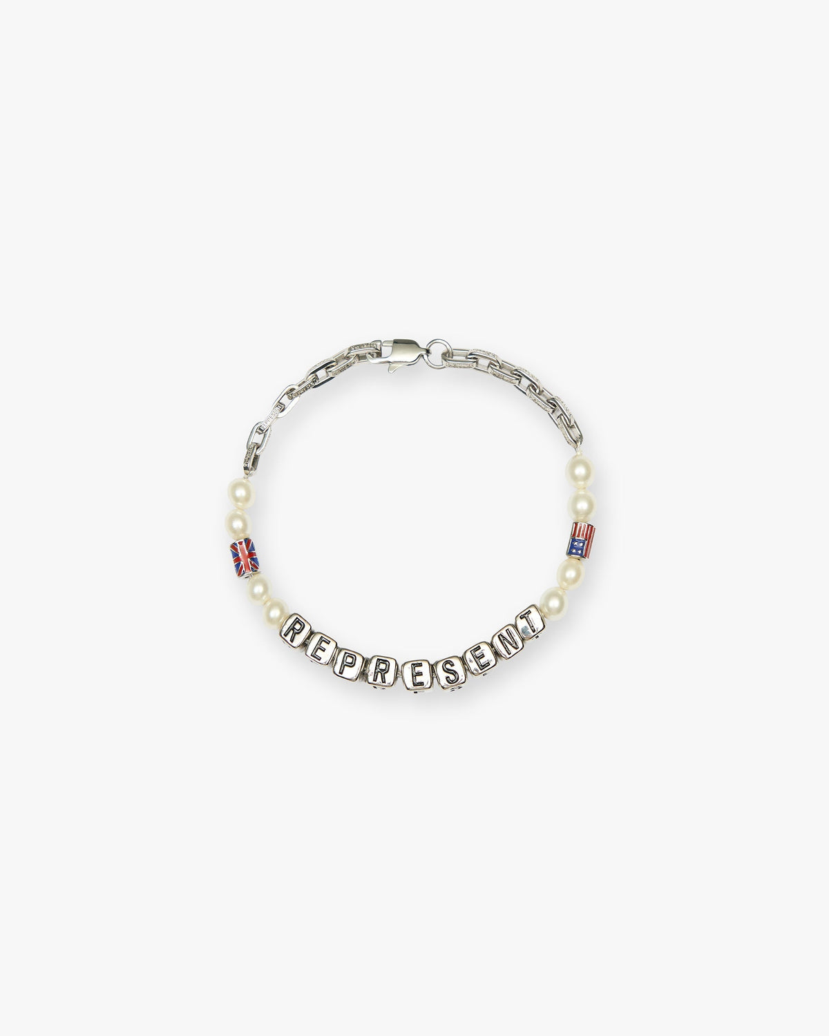 Beaded Represent Bracelet - Silver