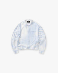 Long Sleeve Sheer Stripe Boxy Shirt - Ice Blue