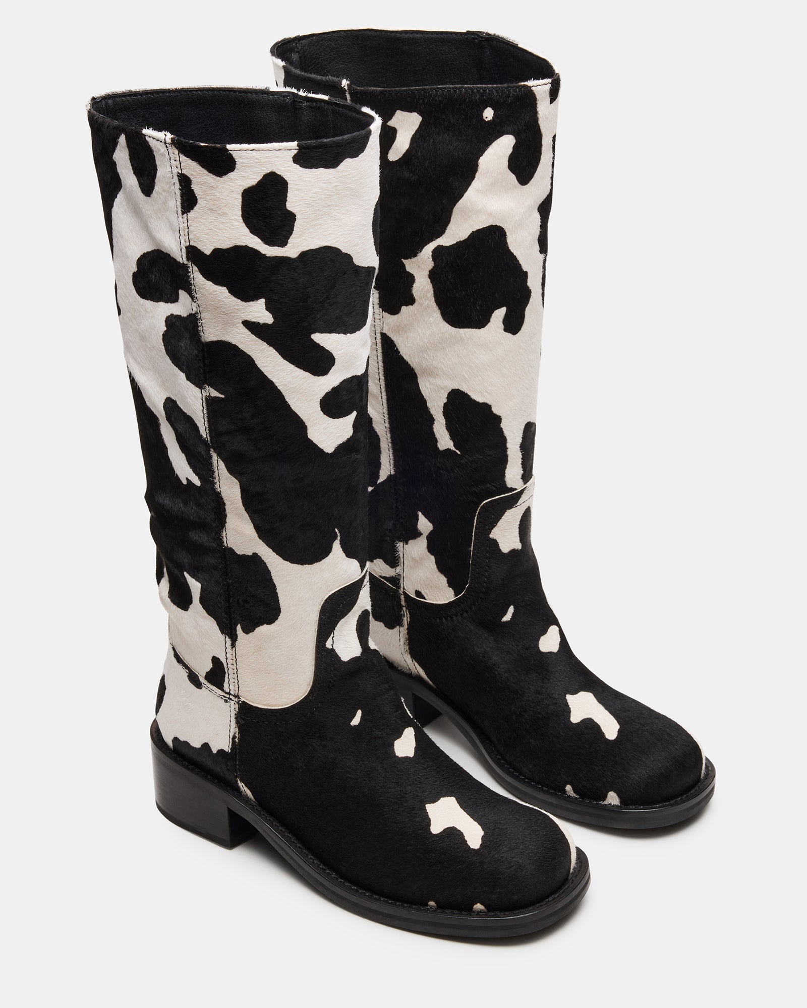 RIGGS BLACK COW PRINT WIDE CALF
