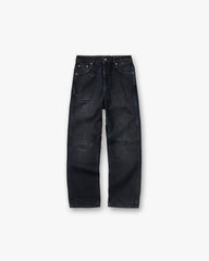 R3 Distressed Baggy Denim - Petrol