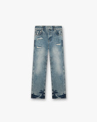 R3 Distressed Baggy Denim - Blue Cream