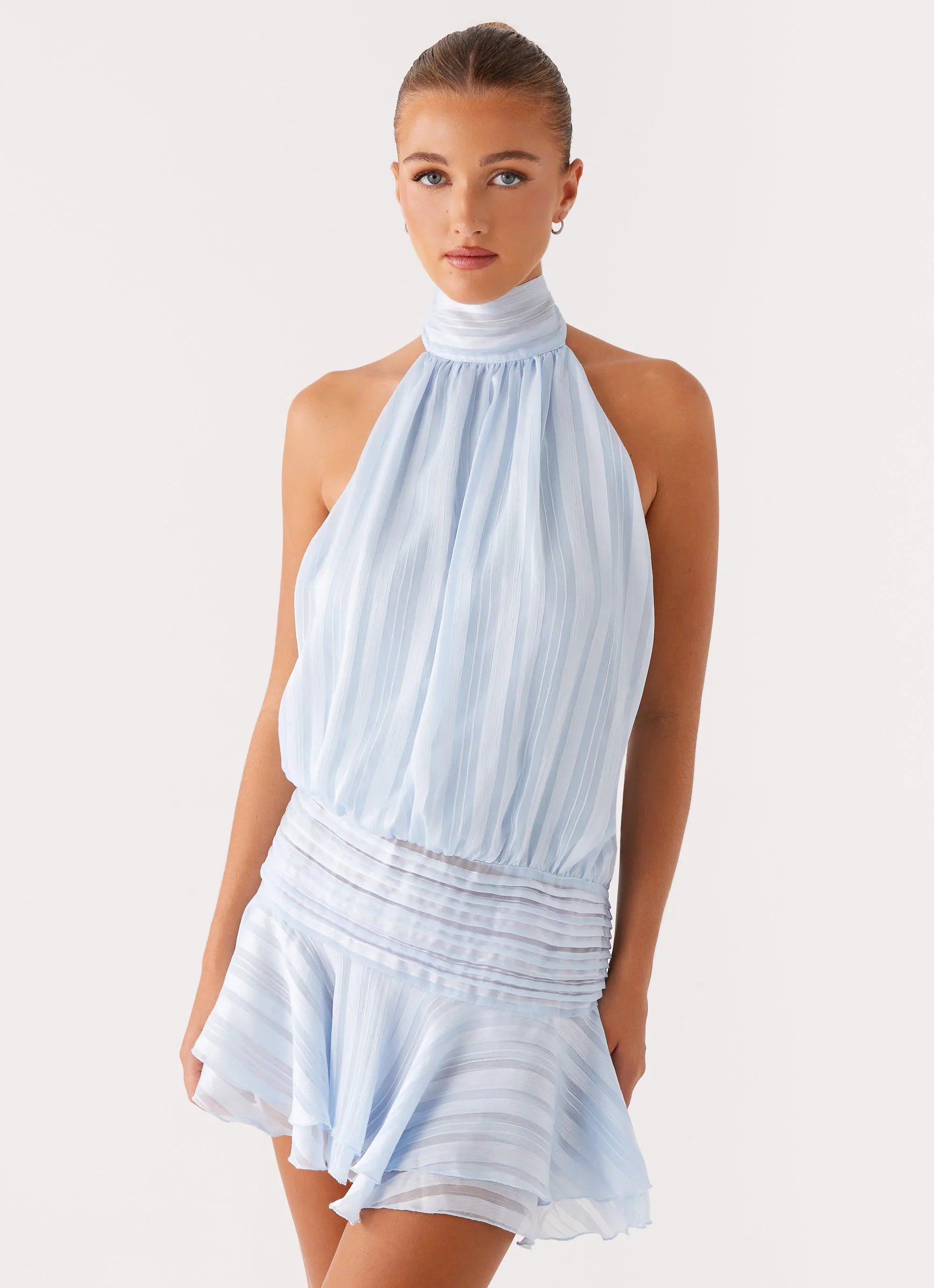 Willow Chiffon Mini Dress - Blue