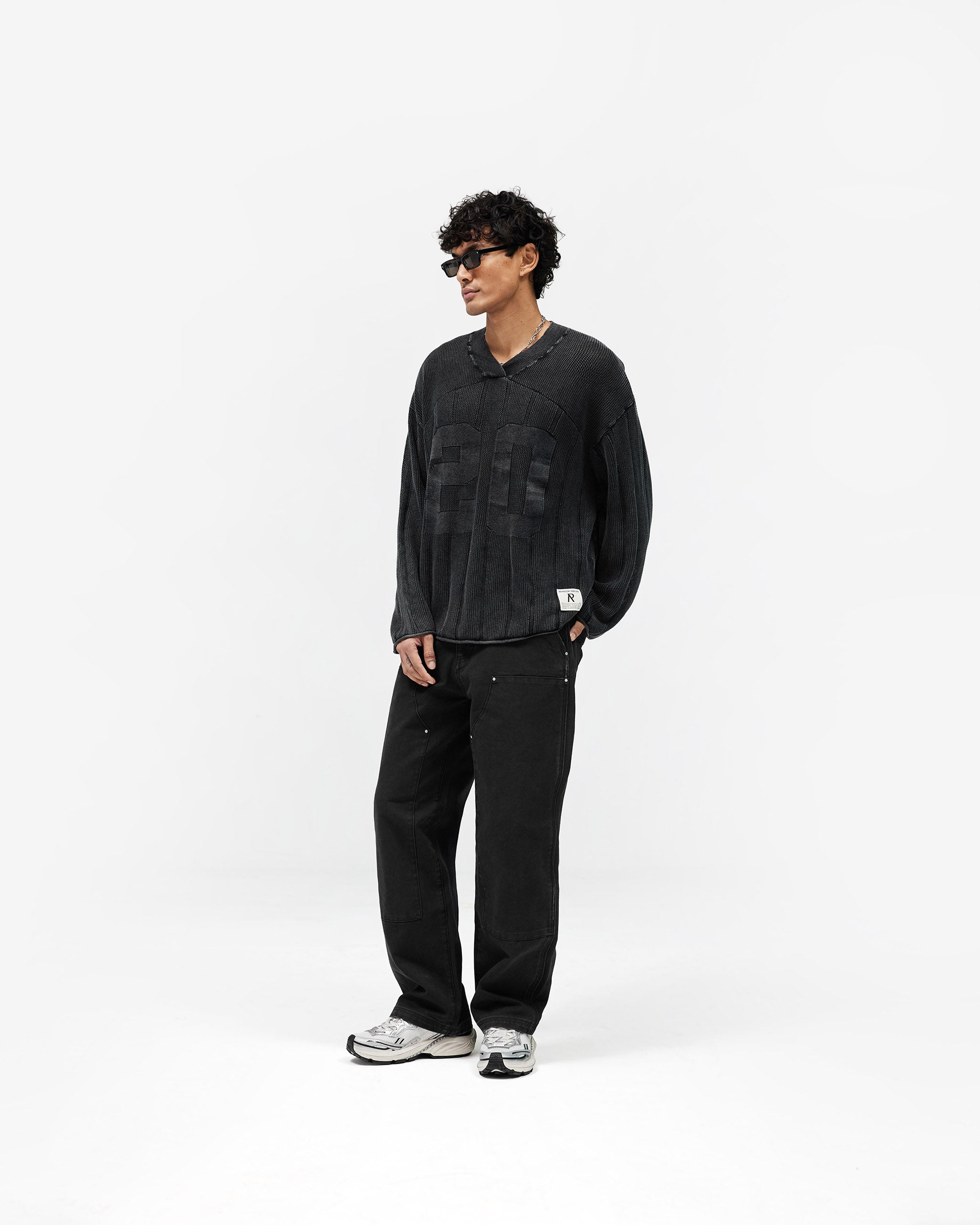 Knitted Varsity Long Sleeve Jersey - Vintage Grey