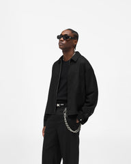 Zip Up Wool Overshirt - Jet Black